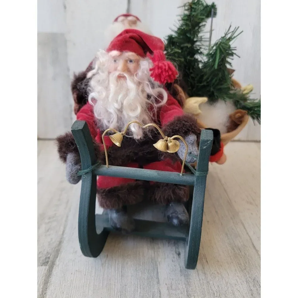 Santa‎ Claus joyride sled bell gift AS IS figured decor home sledding